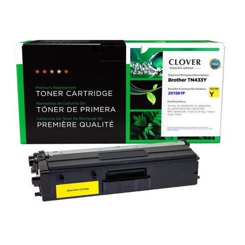 Clover Technologies Group, LLC Remanufactured High Yield Yellow Toner Cartridge for Brother TN433Y