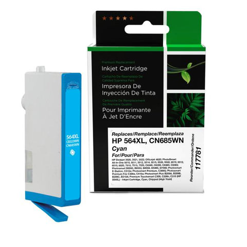 Clover Technologies Group, LLC Remanufactured High Yield Cyan Ink Cartridge (Alternative for HP CB323WN CN685WN 564XL) (750 Yield)