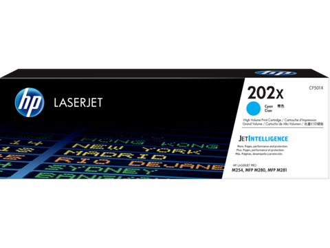 HP 202X (CF501X) High Yield Cyan Original LaserJet Toner Cartridge (2500 Yield)