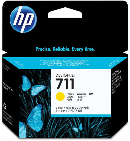 HP 711 (CZ136A) 3-Pack Yellow Original Ink Cartridges (3 x 29 ml)