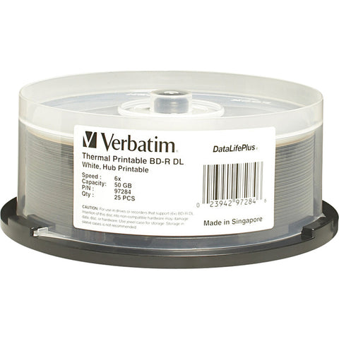 Verbatim America, LLC Verbatim DataLifePlus - 25 x BD-R DL - 50 GB 6x - white - thermal transfer printable surface