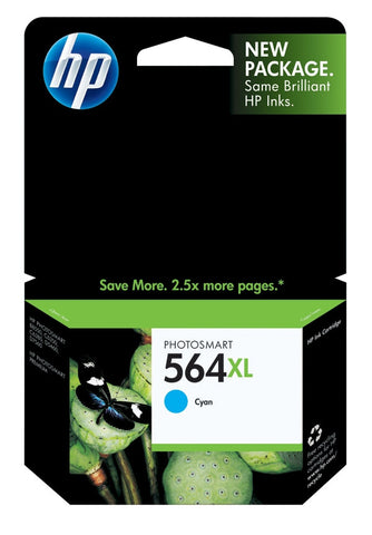HP 564XL (CB323WN) High Yield Cyan Original Ink Cartridge (750 Yield)