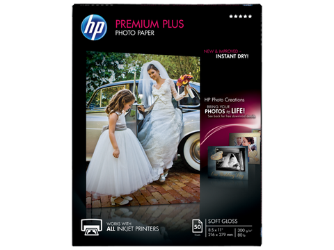 HP Premium Plus Soft-gloss Photo Paper-50 sht/Letter/8.5 x 11 in